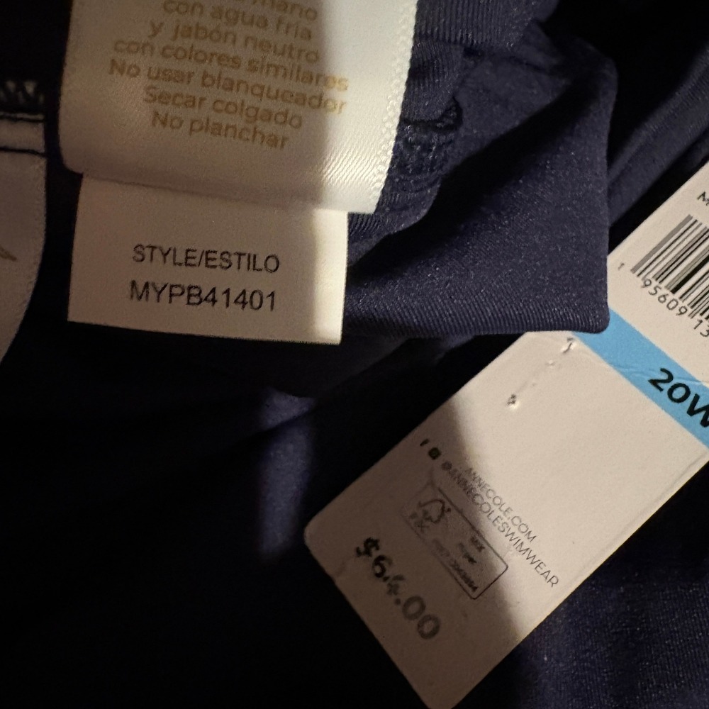 Anne Cole Plus Size Live In Color Rock Skirt Swim Bottom Navy Blue 20W 1X 2X - Picture 7 of 9